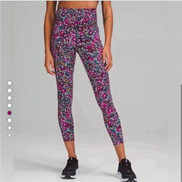 Lululemon Base Pace High Rise Floral Tight Legging Pink Purple - Picture 1 of 11